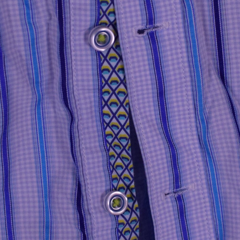 Robert Graham Men's Blue Long Sleeve Cotton Button Up Shirt Flip Cuff - Size S - Picture 8 of 11